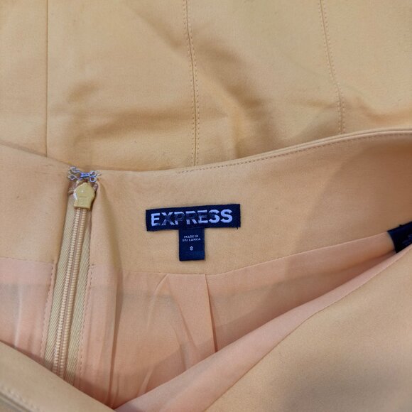 Express Womens Yellow Pencil Skirt SZ 8 Stretch Blend Back Zipper Office Casual - Picture 3 of 9